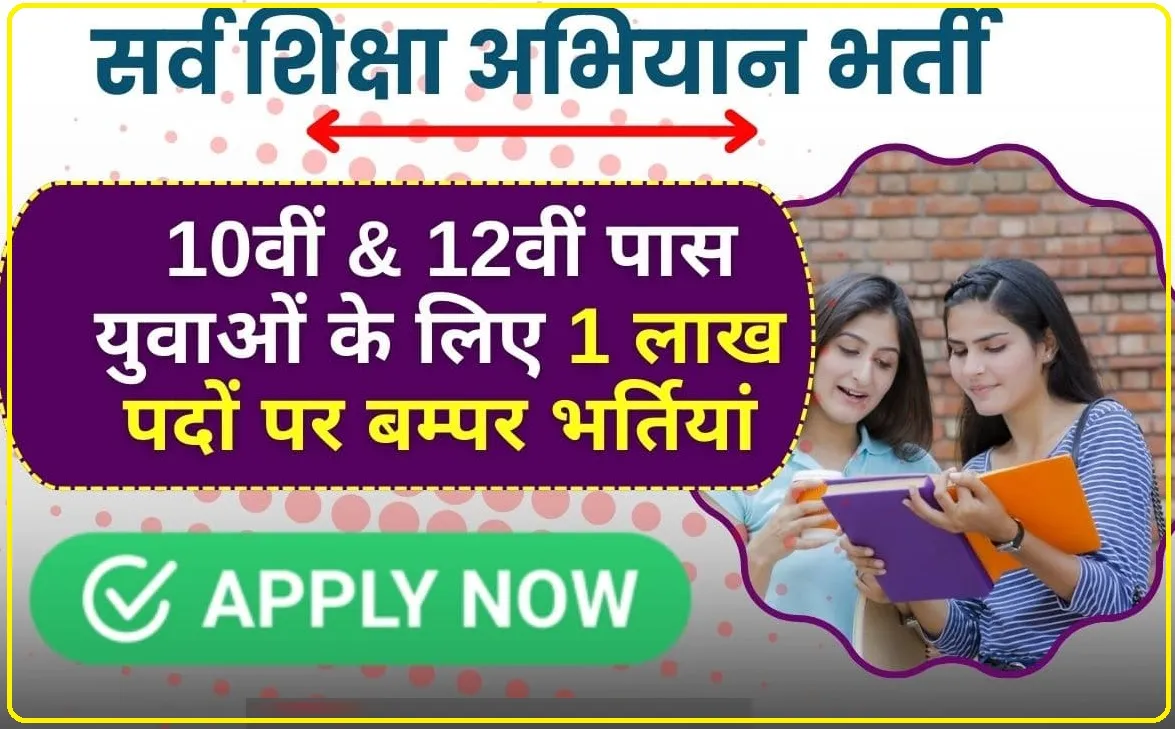 Sarva Shiksha Abhiyan Vacancy || 10वीं & 12वीं पास युवाओं के लिए 1 लाख पदों पर बम्पर भर्तियां, यहां देखें योग्यत